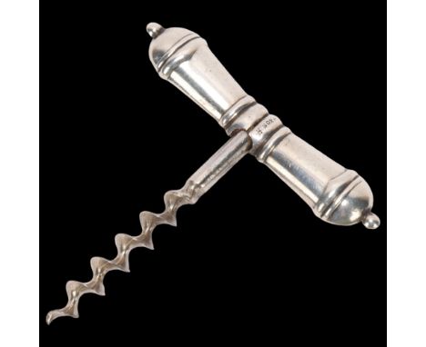 An Art Deco Danish silver corkscrew, indistinct maker, 8cm . Condition Report:Handle has 2 small splits in centre and general