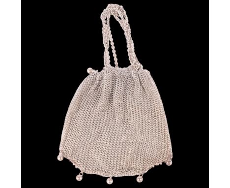 A silver chainmail mesh purse, 9cm x 9cm, 1.9oz . Condition Report:No holes or damage