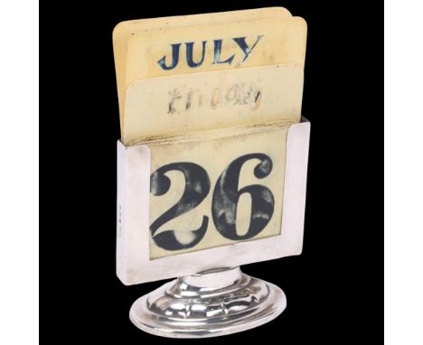 An Art Deco George V silver desk perpetual calendar, A&J Zimmerman, Birmingham 1912, with ivorine sheets, width 9cm, 1.8oz we