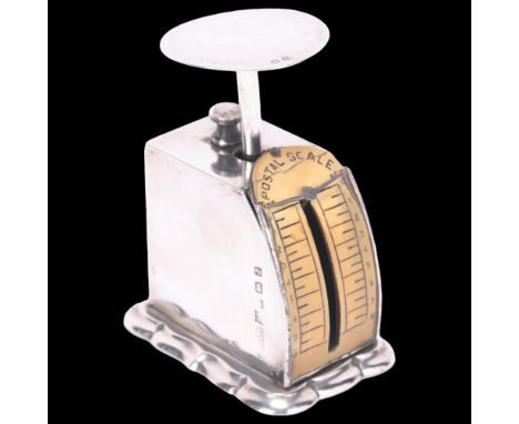 An Art Deco George V silver postal scale, Barker Brothers Silver Ltd, Birmingham 1933, height 7.5cm, 3.4oz gross . Condition 