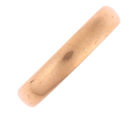 A 22ct gold wedding band ring, London 1927, band width 3.9mm, size N, 7.9g . Condition Report:No damage or repair, only gener