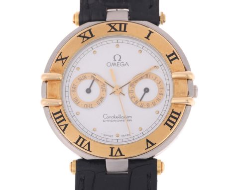 OMEGA - a Vintage bi-metal Constellation chronometer quartz calendar wristwatch, ref. 198.0145, white dial with gilt dot hour