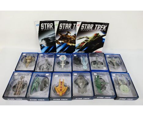 Eaglemoss - Star Trek - 12 x boxed die-cast model Stark Trek Space Ships - Lot includes Danube-Class Runabout, Hirogen Hunter