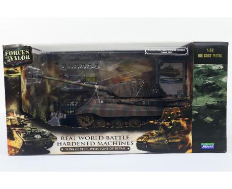 Forces of Valor - A boxed 1:32 scale Forces of Valor #80054 diecast WW2 German King Tiger (Porsche Turret) tank. The model ap