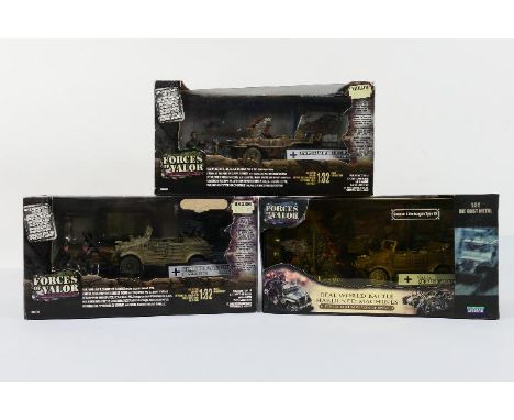 Forces of Valor - Three boxed 1:32 scale WW2 German military diecast model vehicles. Lot consists of #82205 Kubelwagen Type 8