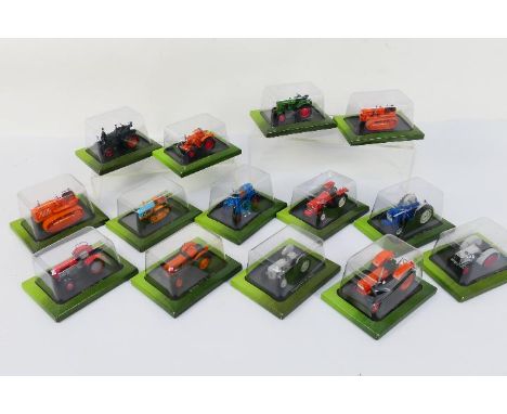 Hachette Partworks - 14 x tractor models in 1:76 scale including Lanz Bulldog D 7506, Renault 56, Fendt F24, Fiat 70C, Ford 5