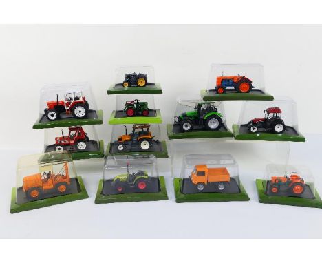 Hachette Partworks - 12 x boxed tractor and farm vehicles in 1:43 and 1:76 scales including Claas Nectis 257F, Renault Ergos 