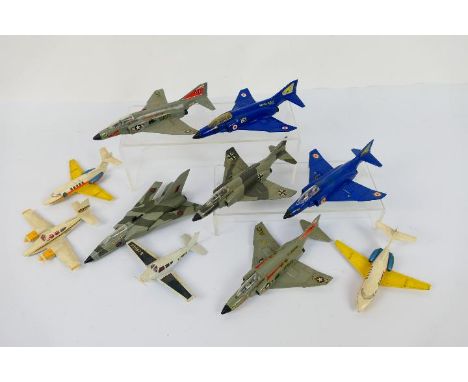 Dinky - Lintoy - 10 x unboxed aircraft models including Phantom II # 730, Beechcraft Baron # 730, Piper Cherokee Arrow and ot