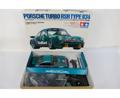 Tamiya - A rare boxed 1/12 scale fully built up Porsche Turbo RSR Type 934 Tam Tech Gear radio control car with an Acoms Tech