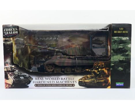 Forces of Valor - A boxed 1:32 scale Forces of Valor #80054 diecast WW2 German King Tiger (Porsche Turret) tank. The model ap