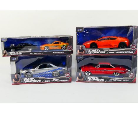 Fast & Furious - Jada Toys. A selection of Five boxed modern Jada, Fast & Furious various scale diecast vehicles appearing in