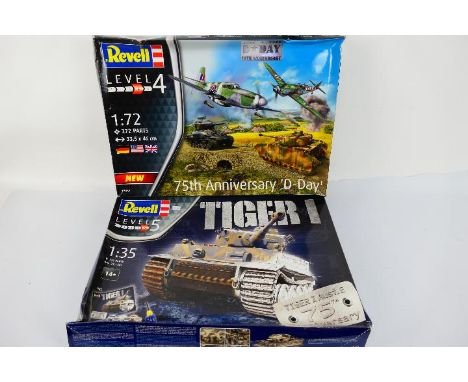 Revell - Two boxed plastic model kits from Revell. Lot consists of Revell #05790 1:35 scale '75th Anniversary' Tiger 1 Tank; 