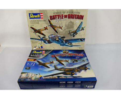 Revell - Two boxed 1:72 scale plastic model aircraft gift sets. Lot comprises of Revell #05691 '80th Anniversary Battle of Br