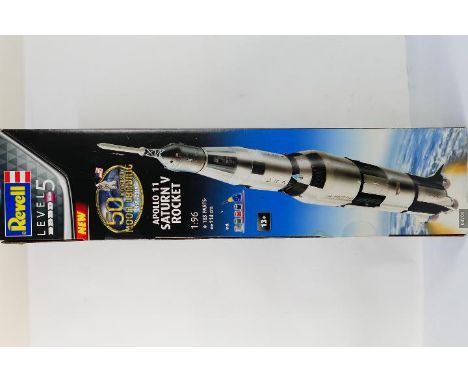 Revell - A boxed Revell #03704 '50th Anniversary Moon Landing' 1:96 scale Apollo 11 Saturn V plastic model kit. The kit is pr