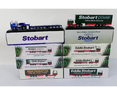 Atlas - Eddie Stobart - 8 x boxed vehicles in 1:76 scale including Leyland DAF FT85CF curtainside Davena, Scania R440 Highlin