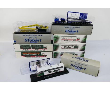 Atlas - Eddie Stobart - 8 x boxed trucks in 1:76 scale including Volvo FH curtainside Phoebe Grace, Scania R560 low loader Li