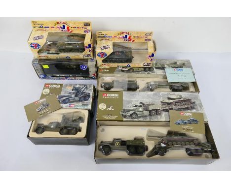 Corgi - Solido - 6 x boxed military vehicles including Diamond T Tank transporter # 55101, Diamond T Wrecker # 55601, Jagdpan