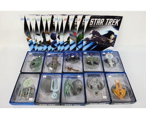 Eaglemoss - Star Trek - 10 x boxed die-cast model Stark Trek Space Ships - Lot includes U.S.S Enterprise, Romulan Drone, Danu