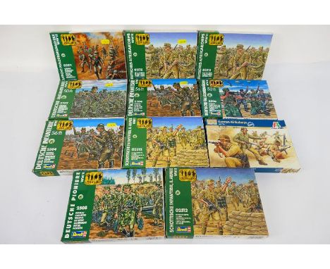 Revell - Italeri - A collection of 11 boxed 1:72 scale military personnel model kits predominately by Revell. Lot includes Re