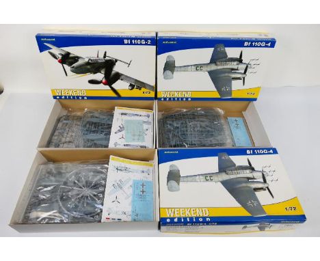 Eduard - Three boxed 1:72 scale Messerschmitt plastic model aircraft kits from Eduard. Lot consists of #7421 'Weekend Edition