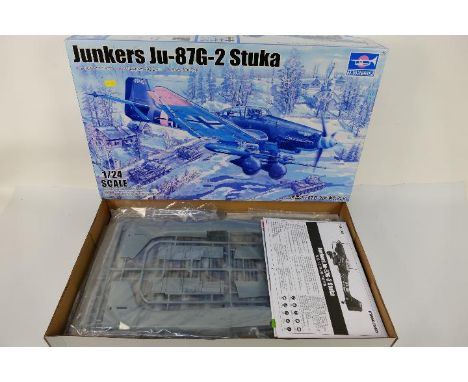 Trumpeter - A boxed 1:24 scale Trumpeter #02425 Junkers JU-87G-2 Stuka plastic model kit. The kit appears Mint with loose par