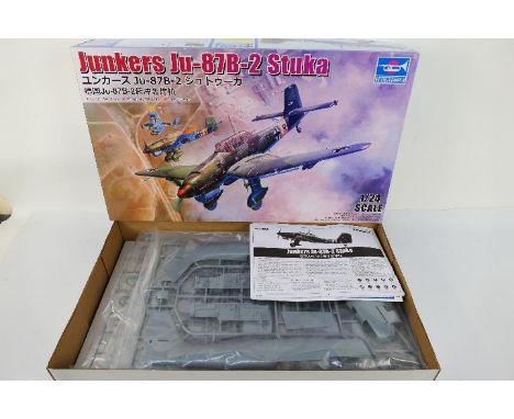 Trumpeter - A boxed 1:24 scale Trumpeter #02421 Junkers JU-87B-2 Stuka plastic model kit. The kit appears Mint with loose par
