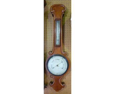 A 19th century mahogany wheel barometer, the casework with applied moulded detail by S Lizars of Belfast and Glasgow