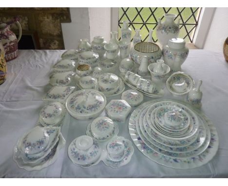 An extensive collection of Wedgwood Angela pattern wares including pot pourri bowl and cover, various vases, ginger jar and c