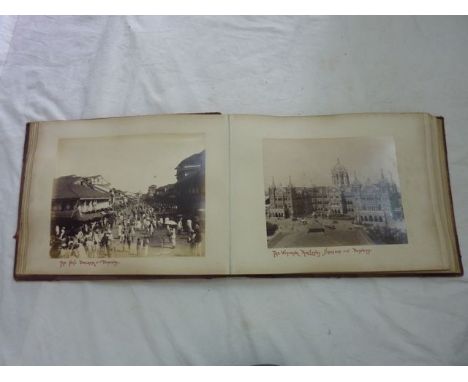 A 19th century photographic album containing views of the P&O RMS Sutley, Kaisar-I-Hind, Commercial Street, Port Said, Steame