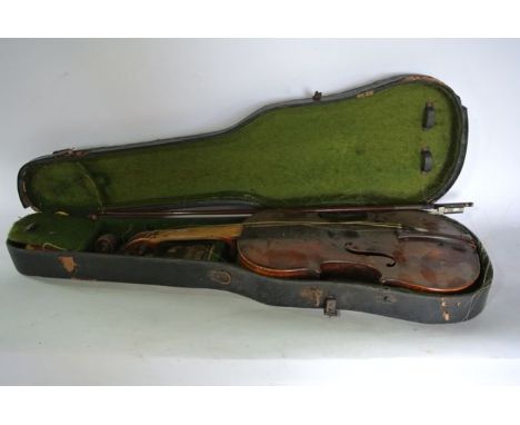 A vintage cased violin (for restoration)