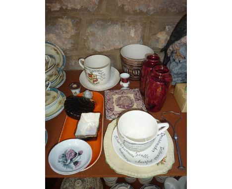 An unusual Crown Devon outsized cup and saucer with humorous black and white printed decoration relating to the job descripti