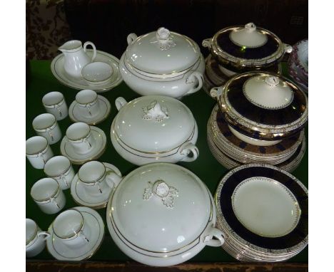 A collection of Royal Worcester Contessa white glazed dinner and coffee wares with gilt border decoration comprising a large 