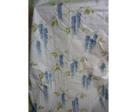 A pair of lined cream ground floral curtains "Emmaline" by Romo complete with tie backs, 5ft drop approximately