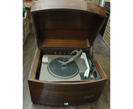 Pye Black Box Record Player with Garrard deck and bow fronted mahogany case