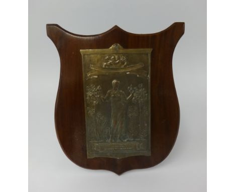 An early 20th Century plaque presented for 'Open Championship Horticulture Prize' with art nouveau decoration, height 39cm.