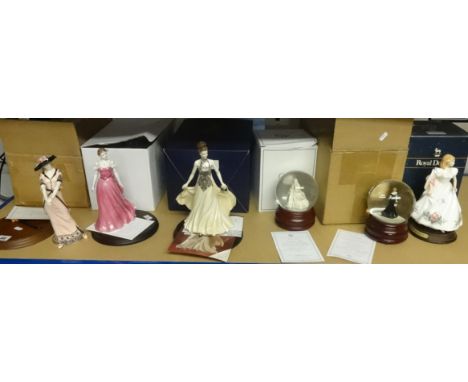 Coalport figure 'Ladies Day Alice' together with three other porcelain figures including Worcester and Doulton also Diana mus