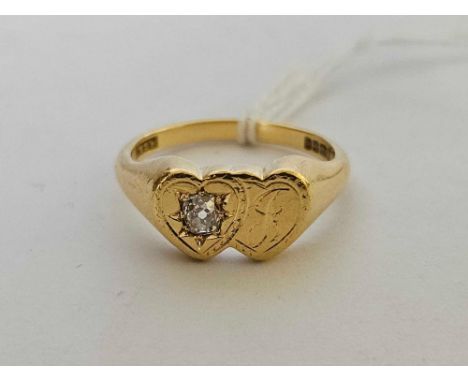 128ct LOVE HEART RING SET WITH DIAMOND & INITIAL 'J'. 8g