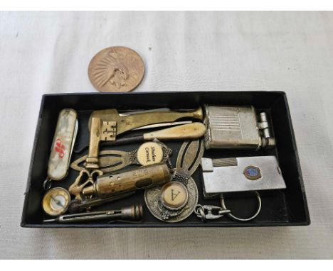 2 x LIGHTERS, COIN KEY RING ETC