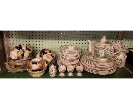 SHELF OF MASONS DINNERWARE & OTHER TEA SET