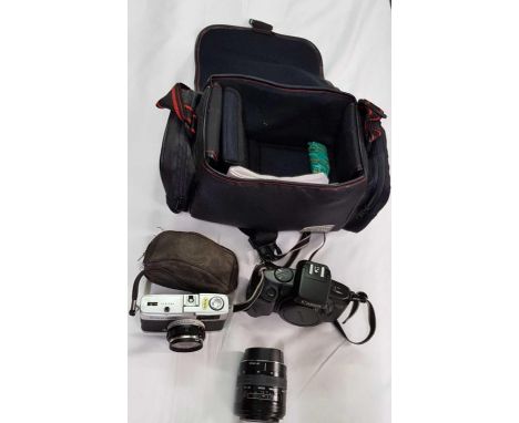 CANON CAMERA EOS750 WITH A SIGMA 28 - 70 MM LENSE & A OLYMPUS TRIP 35 CAMERA
