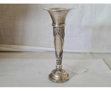 EMBOSSED SILVER SPILL VASE