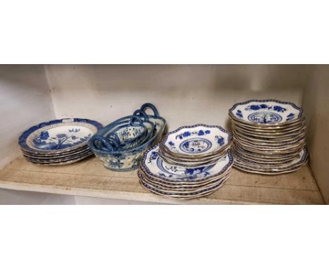 SHELF OF BLUE & WHITE CHINA