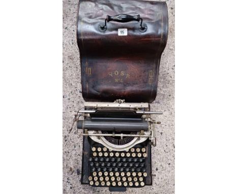 VINTAGE YOST NO.4 TYPEWRITER IN METAL CARRY CASE