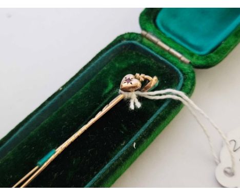 2 STONE SET 9ct STICK PINS, 2g
