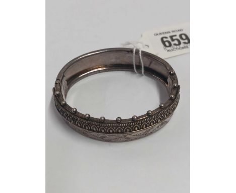 WIDE SILVER BANGLE
