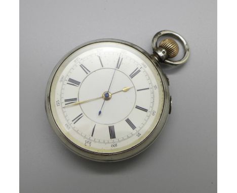 A silver cased chronograph pocket watch, Chester 1896 