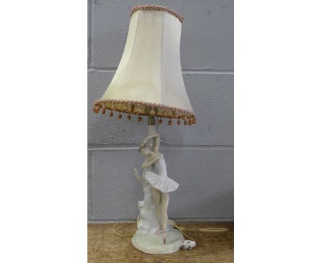 A Lladro ballerina table lamp, a/f, finger missing 