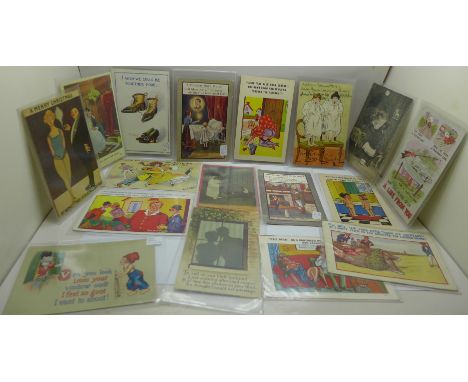 Postcards; collection of comic postcards, vintage to modern (50) 