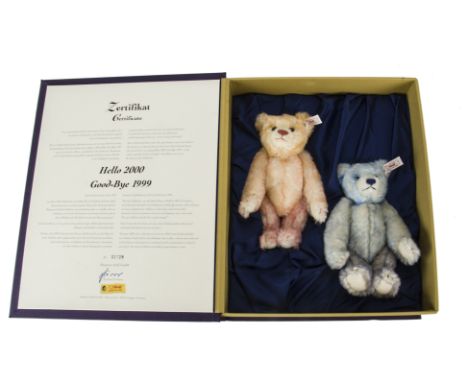 Steiff Limited Edition Hello 2000 Good-Bye 1999, 2728 limited for 1999, in original book box with certificate