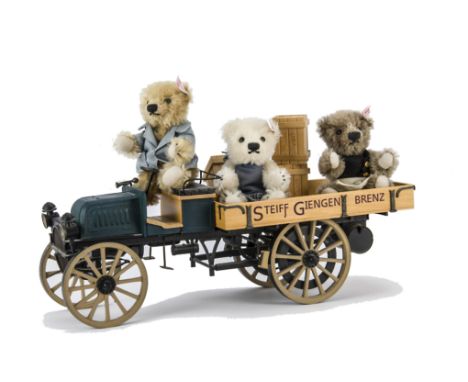 A Steiff Limited Edition Delivery Cart with Teddy Bears, 69 of 1200, in original box with certificate, 2003 (slightly faded a